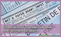 Prsentation d'un bulletin de paie avec acompte sur salaire