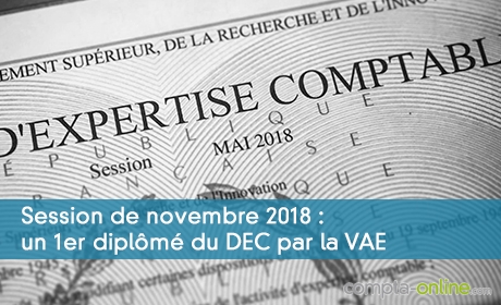 Session de novembre 2018 : un 1er diplômé du DEC par la VAE