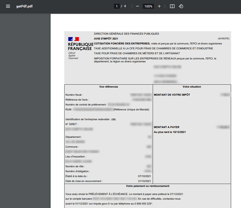 Comment consulter l'avis et d'imposition et payer la CFE