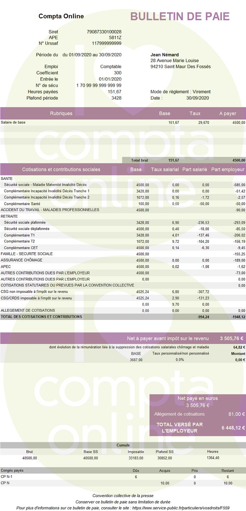 Fiche De Paie Excel Avec Formules 2020 Gratuit