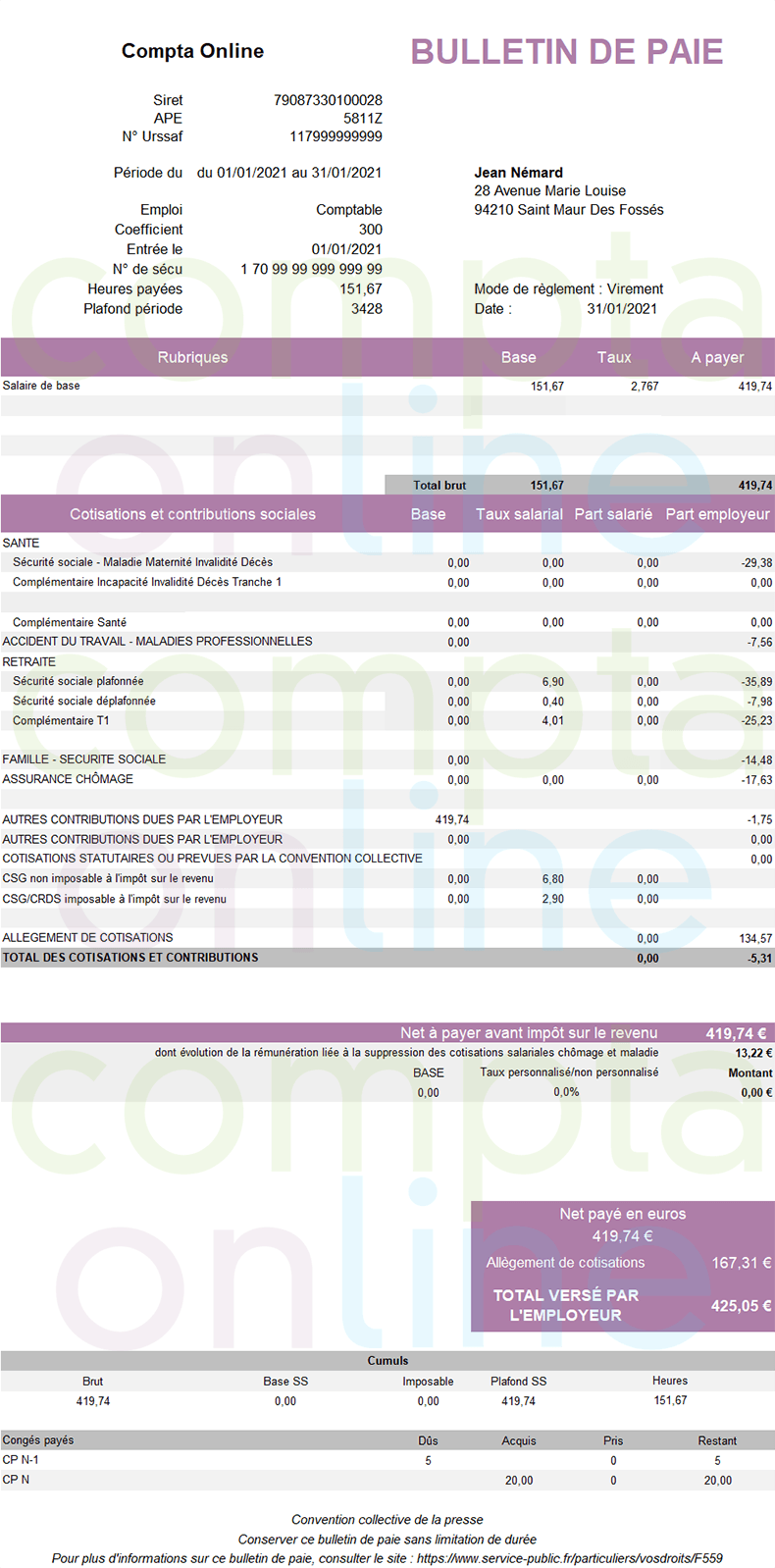 Fiche De Paie Des Apprentis En 2021 Exemples A Telecharger