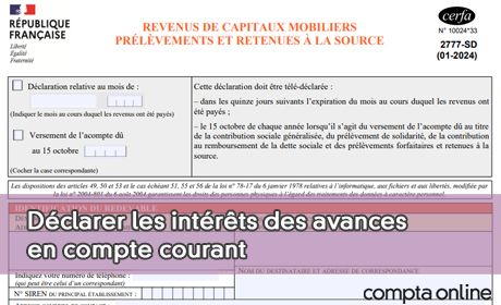 Dclarer les intrts des avances en compte courant