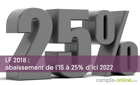 LF 2018 : abaissement de l'IS à 25% d'ici 2022