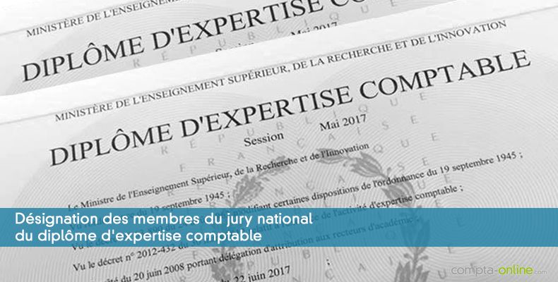 Désignation des membres du jury national du diplôme d'expertise comptable