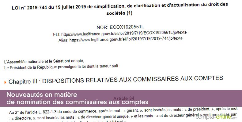 Nouveautés en matière de nomination des commissaires aux comptes