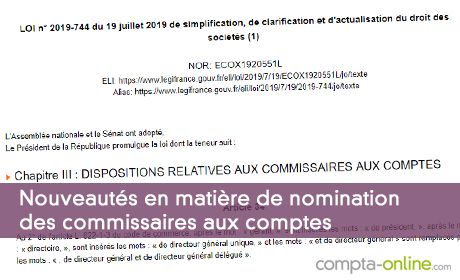 Nouveautés en matière de nomination des commissaires aux comptes
