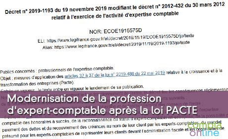 Modernisation de la profession d'expert-comptable après la loi PACTE