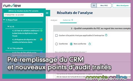 Pr-remplissage du CRM et nouveaux points d'audit traits