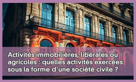Activits immobilires, librales ou agricoles : quelles activits exerces sous la forme d'une socit civile ?