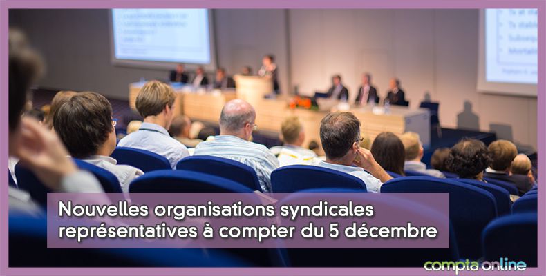 Nouvelles organisations syndicales représentatives à compter du 5 décembre