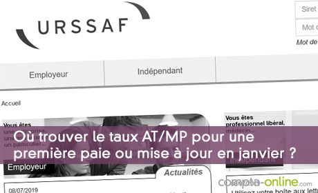 Où trouver le taux AT/MP pour une première paie ou mise à jour en janvier ?